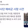 예비군 사망 사고 나무위키 내용 삭제 시도 논란