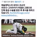 파울 타구에 고환 부상 입은 조슈아