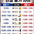 한국과 일본의 실제 물가 차이 비교
